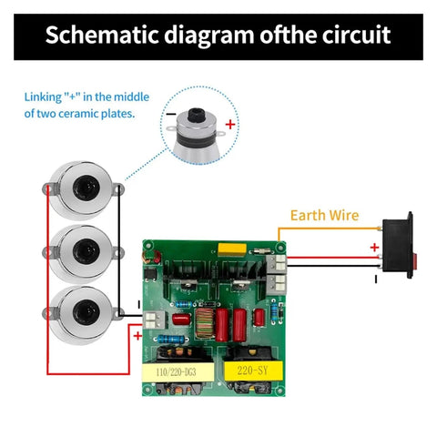 Schematic circuit diagram for 40KHz Ultrasonic Transducer Kit For PCB Cleaning, Pro Grade 150W 100W 50W Driver