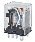 Pack Of 2 Dope General Purpose Power Relay With DPDT Contacts 10A Load 24VAC Coil housed in clear casing, side angle view.
