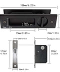 Privacy Pocket Door Lock Hardware In Matte Black, 6.3 Inch Recessed Pocket Sliding Door Handle With Keys, dimensions shown