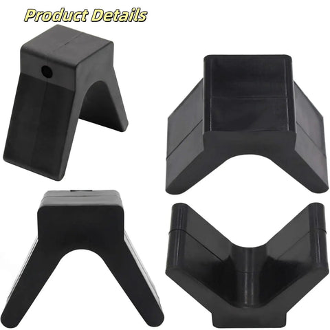 V-Shape Boat Trailer Bow Stop, 2 Inch Mounting Width, 4 Inch V-Span, Rubber Bow Block, V-Style Trailer Roller Stop, Non Marking Polyurethane, 1/2 Inch Mounting Holes, Protects Boat From Scratches And Abrasion in multiple angles