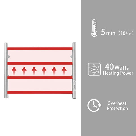 Diagram of Wall Mounted Heated Towel Warmer With Built In Timer Four Bar Stainless Steel Rack Brushed Nickel
