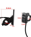 M5 LCD Display for E-Bikes and Scooters, side and control view, 5-pin interface, ABS shell, steel frame, with measurements shown.
