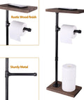 Dark Brown Toilet Paper Holder Stand For Bathroom, Sturdy Floor Or Counter Mount, Easy Refill, Sleek Rustic Design