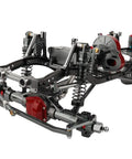 Front view of Beefed-Up 450mm 6x6 RC Crawler Chassis Frame Set For 1/10 Axial SCX10 with aluminum alloy and carbon fiber tray