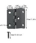 Set Of Four Sweet Vintage Half Surface Hinges For Cabinets And Doors Heavy Duty Rust Proof Steel Hardware With Silky Smooth Action Fast Easy Diy Mounting For Furniture Builds with dimensions and screw detail.