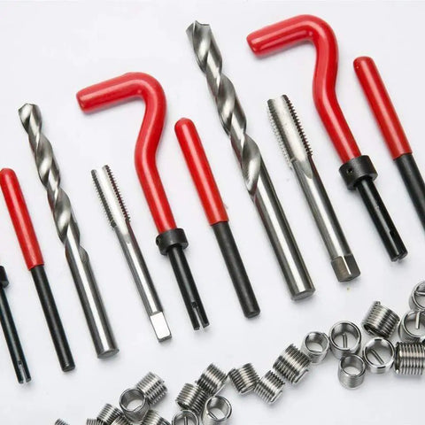 Pro Grade 131 Piece Metric Thread Repair Kit With HSS Drill Bits Taps Threaded Wire Inserts And Break Off Tool Set For Auto Engine Repairs Durable Heavy Duty Steel Construction For Long Lasting Performance, metric tap set with HSS drill bits and threaded inserts