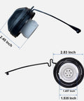Replacement Fuel Cap for Toyota Tacoma 2005 to 2008, 4Runner 2003 to 2009, ES330 2004 to 2006, GX470 2003 to 2009, shown in two views