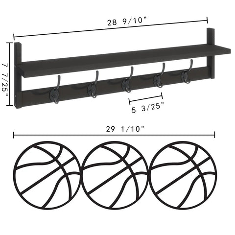 Heavy Duty Wall Mounted Shelf With Five Dual Hooks Straight Up Game Changer Entryway Coat Rack For Small Apartments Bathrooms And Bedrooms In Matte Black