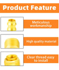 Beefy Brass Swivel Push On Hose Fittings 3/8 Barb To 5/8-18 Inverted Flare, 2 Pack With Rubber Ring Dust Seal, Heavy Duty Union For Fuel Air Liquid Gas Lines, Works With Automotive Marine Workshop Hoses, -65 To 250F, 150 PSI feature diagram