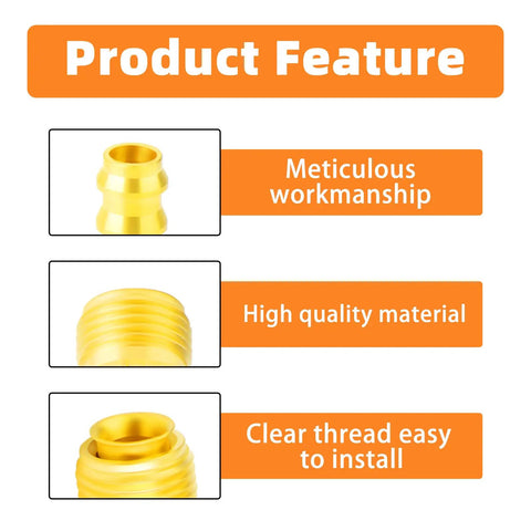Beefy Brass Swivel Push On Hose Fittings 3/8 Barb To 5/8-18 Inverted Flare, 2 Pack With Rubber Ring Dust Seal, Heavy Duty Union For Fuel Air Liquid Gas Lines, Works With Automotive Marine Workshop Hoses, -65 To 250F, 150 PSI feature diagram