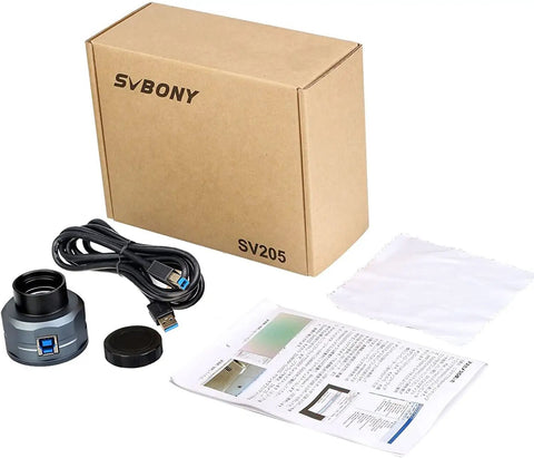 Astrophotography Camera For Beginners With 7.05MP IMX415 Sensor 1.25 Inch USB 3.0 CMOS Telescope Camera No Fuss Setup Plug And Play Real Time Viewing Low Light Enhancement MJPG Video Electronic Eyepiece For Sky Watching And Planets showing USB cable and packaging