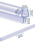 Two Pack Shower Door Bottom Seal With Internal Grips And Sweep Strip For Frameless Glass Doors Clear Vinyl Adjustable Length