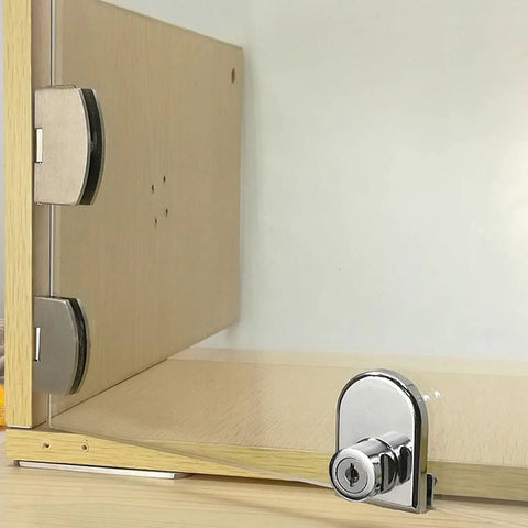 No Drilling Heavy Duty Clamp Alloy Hinge for Glass Cabinet Doors and Wine Cabinets, open door, silver finish, 2 pack
