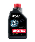 Black bottle of 90 SAE Mineral Gear Oil For Differentials And Manual Transmissions With Limited Slip Compatibility Heavy Duty Lubrication For Axles And Final Drives 1 Liter with red cap.