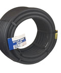 50 Foot 3/8 Inch Rubber Air Hose With 1/4 Inch Male NPT Solid Brass Ends Air Compressor Line 250 Psi coiled and labeled for shop use.