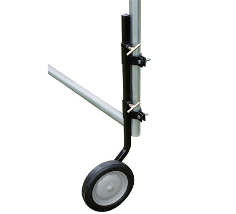 Tall Gate Wheel That Stops Gate Sag No Fuss And Lets Your Gate Swing Smoothly Every Time, Fits Round Tube Gates From One To Two Inches, Multicolor Durable Gate Accessory For DIY Installations P GWT attached to round tube gate.
