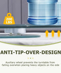 Heavy Duty Tempered Glass Lazy Susan Turntable No Sweat Smooth Spinner For Dining Tables Silent Round Clear Serving Tray 100cm with anti-tip design.