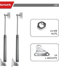 Rugged Gas Struts With Mounting Brackets 17 Inch Lift Supports for Toolboxes showing two struts and mounting hardware.