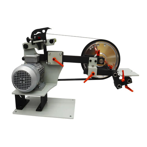 Heavy Duty 2 By 72 Inch Belt Sander Knife Grinder With Variable Speed Polisher showing copper motor and belts for grinding.