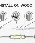 Outdoor Wire Rope Kit 50M PVC Coated One Sixteenth Inch Stainless Steel Cable Setup With components installation on wood