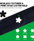Close-up of a mower blade with 5-point star center hole for Mower Blades For Husqvarna 48 Inch Deck Zero Turn Riding Mower Z248F YTH Series Replacement Beefy High Lift Sixteen Five Eighths Inch Fits MPN 588811002 532180054.