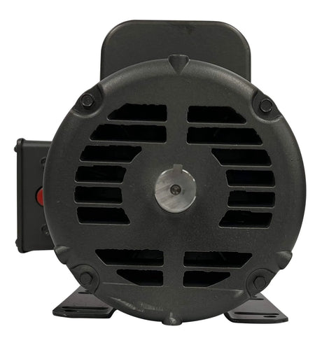 Front view of 5HP Single Phase Electric Motor For Air Compressors 208 230V 3450 RPM Seven Eighths Inch Shaft 1.15 Service Factor Made In USA