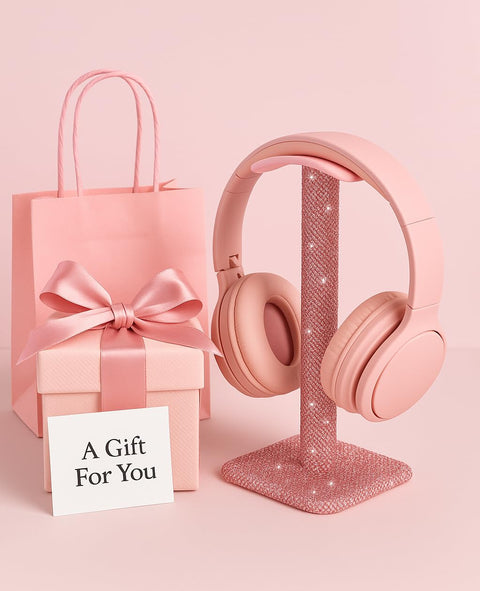 Pink Rhinestone Headphone Stand For Gamer Desk Setup With Soft Headrest Crystal Headset Holder Kawaii Bling Desk Accessory Cute Gift For Daughter Or Girlfriend RGB Sparkle Aesthetic