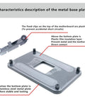 Beefy AM4 Backplane Backplate For CPU Cooler Mounting showing features of stainless steel and plastic insulation layer.