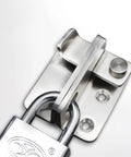 High-quality Stainless Steel Barrel Bolt Spring Latch for Safety Gate Door Hardware with padlock attachment detail.