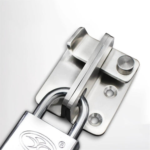 High-quality Stainless Steel Barrel Bolt Spring Latch for Safety Gate Door Hardware with padlock attachment detail.