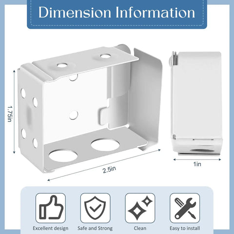 2 Inch Low Profile Box Mounting Brackets for Window Blinds Headrail White Set of Four Left and Right Mounts dimensions