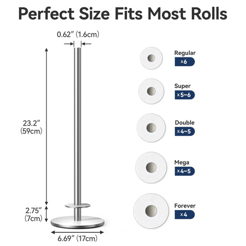 Stainless Steel Freestanding Toilet Paper Holder Stand With Shelf For Spare Rolls Waterproof And Rustproof Bathroom Storage