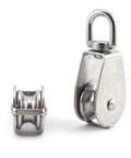 M20 Stainless Steel Single Pulley Block Heavy Duty Rigging Hardware With 20mm Wheel For Wire Rope Lifting 75kg Capacity Fixed Swivel Pulley For Rugged Industrial Use, front view