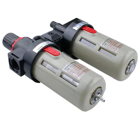 Air Compressor FRL Combo With Oil Water Separator, Filter Regulator Lubricator For One Quarter, Three Eighths, One Half Inch Inlets