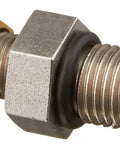 Close-up of a high-pressure gas valve for hydraulic accumulators with 3000 PSI rating, featuring metallic and yellow components, USA-made.