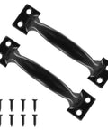 Set Of 2 Black Gate Handle Pulls 4.8 Inch Outdoor Garage Door Pull Handles With Screws Included, Retro Style Black Coated Pulls
