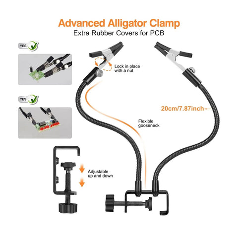 Ultimate Third Hand Soldering Station with advanced alligator clamp, adjustable gooseneck arms, and PCB holder.