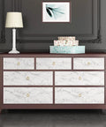 Dresser with Marble Look Contact Paper 317x36 Inch Grey White Waterproof Matte Vinyl Peel And Stick Self Adhesive Roll installed