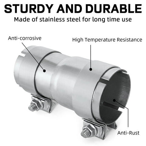 2.25 To 2.5 Inch Stainless Steel Exhaust Reducer With Clamp ID To ID Exhaust Adapter Durable Bolt On Pipe Connector