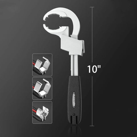 Universal Adjustable Double Ended Wrench For Faucets And Pipes DIY Home Plumbing Tool, 10-inch size with slotted bits.