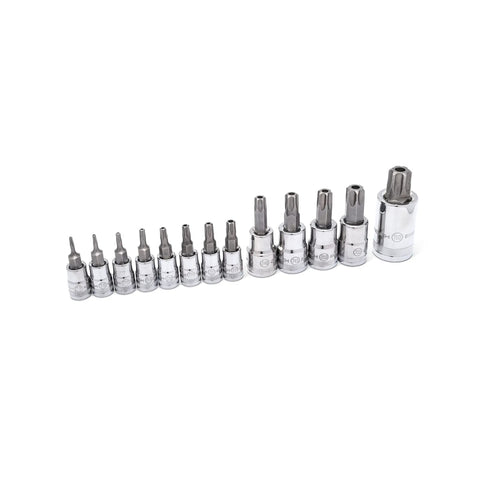 Torx Bit Socket Master Set, 49 Piece, One Quarter Inch, Three Eighths Inch, One Half Inch Drive, S2 Steel Bits, Bright Chrome Finish