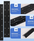 Built Different 4 Pack 4 Inch Heavy Duty Piano Hinges, Black Stainless Steel Continuous Joint, 2 Inch Open Width, showcasing sink hole design.