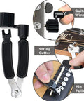 Upgrade Your Guitar Game With This Pro 3-In-1 String Winder Tool, featuring a winder, cutter, and pin puller for easy string changes.