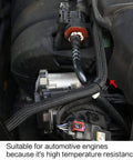 100 Ft 1/2 Inch PET Expandable Braided Cable Sleeve Black shown on automotive wires high temperature resistant