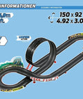 Track layout of Carrera Mario Kart Go 62491 Electric Powered Slot Car Racing Set With Two Hand Controllers Featuring Mario Versus Luigi In 1 To 43 Scale Kid Friendly Family Racing Fun.