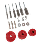 Power Drill Copper Pipe Cleaner Kit with stainless steel wire brushes, rods, washers, nuts, and hex shank for plumbing use