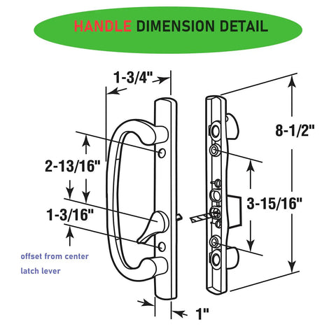 Replacement Keyed Offset Center Sliding Patio Door Handleset With Mortise And Keeper Assembly 45 Degree Keyway For 1-3/8 To 2 Inch Thick Sliding Glass Doors White Zinc Alloy Works With Pella Guardian PGT PPG And More
