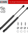 Pair Of 20 Inch Gas Struts 40 Lb Each For RV Side Door And Camper Cabinet Lift Supports with accessories shown