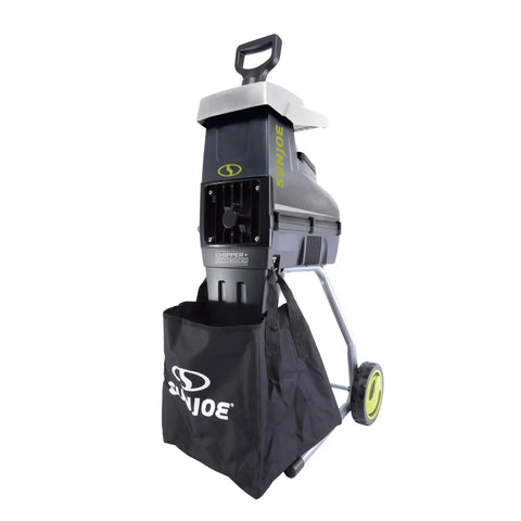 Corded Wood Chipper Shredder For Yard Cleanup With Collection Bag 1.7 Inch Cutting Capacity And 15 Amp Electric Motor