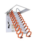 Heavy Duty Electric Pull Down Attic Stairs Folding Loft Ladder Telescopic Ceiling Access displayed with orange grips.